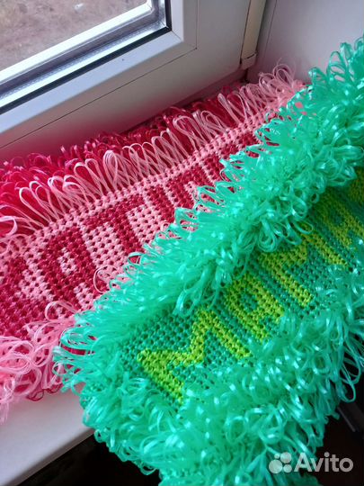 Мочалка вязаная с любой надписью