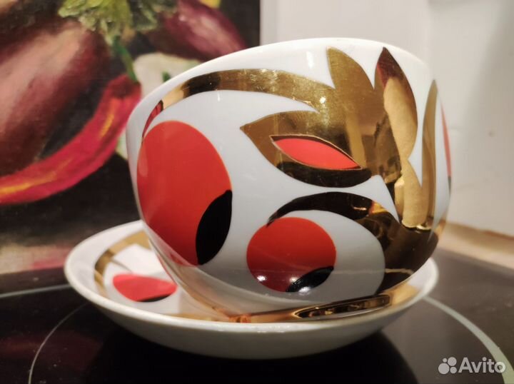 Чайная пара Вербилки Золотой завиток гигант СССР