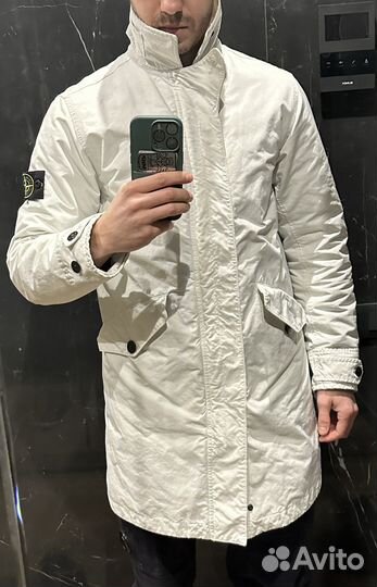Пуховый плащ stone island новый
