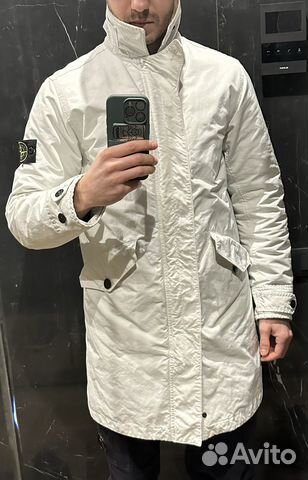 Пуховый плащ stone island новый