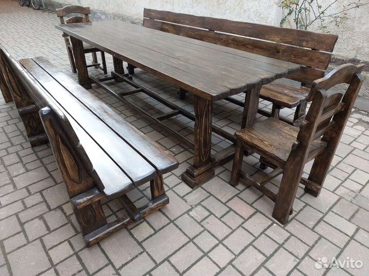Комплект мебели, стулья, стол, лавки