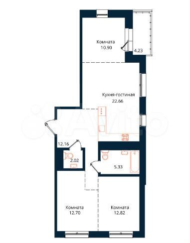 3-к. квартира, 82,8 м², 14/17 эт.