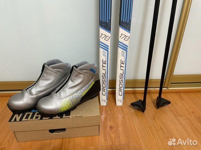 Лыжи 170+ крепления+ Лыжные ботинки + Лыжные палки