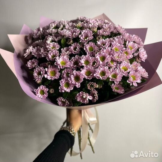 Букет из розовых хризантем сантини 15 шт