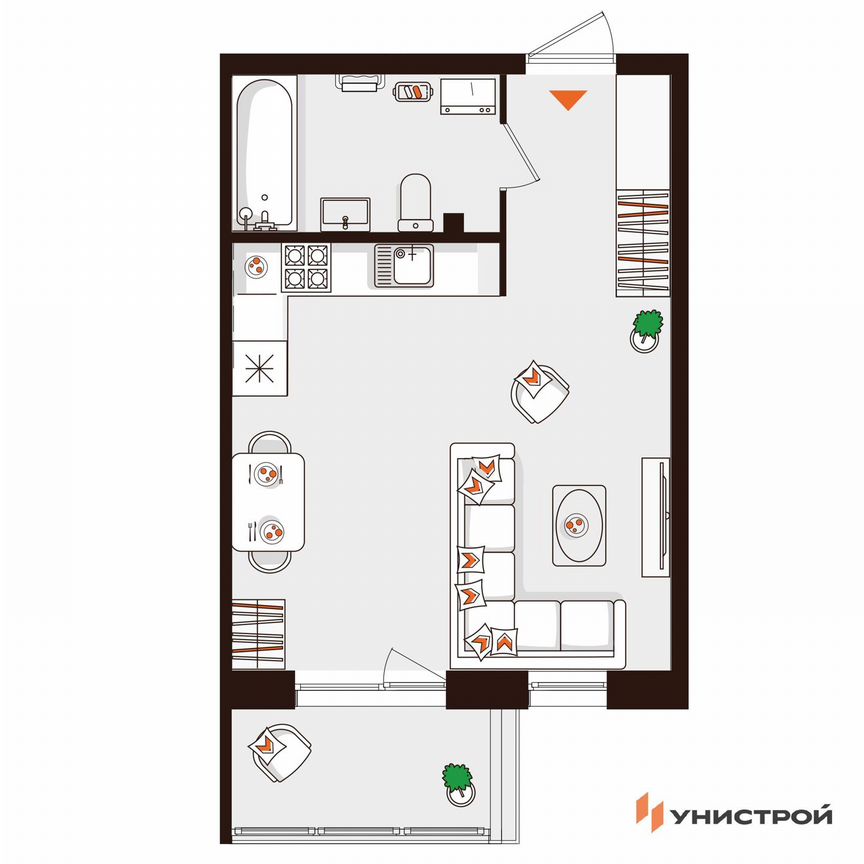 Квартира-студия, 31,8 м², 2/5 эт.