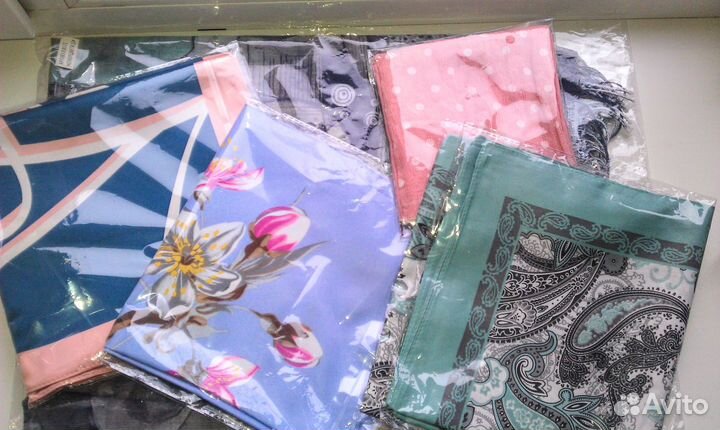 Новые шарфики, платки шёлк 8 штук