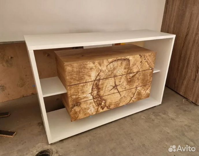 Тумба тв Крафт золотой с рисунком