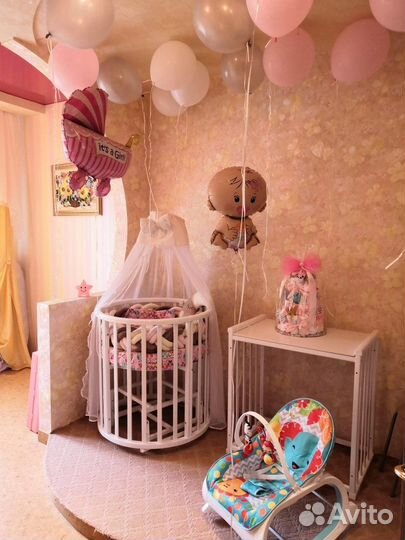 Детская кроватка трансформер круглая с маятником