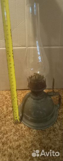 Лампа латунная керосиновая, старинная