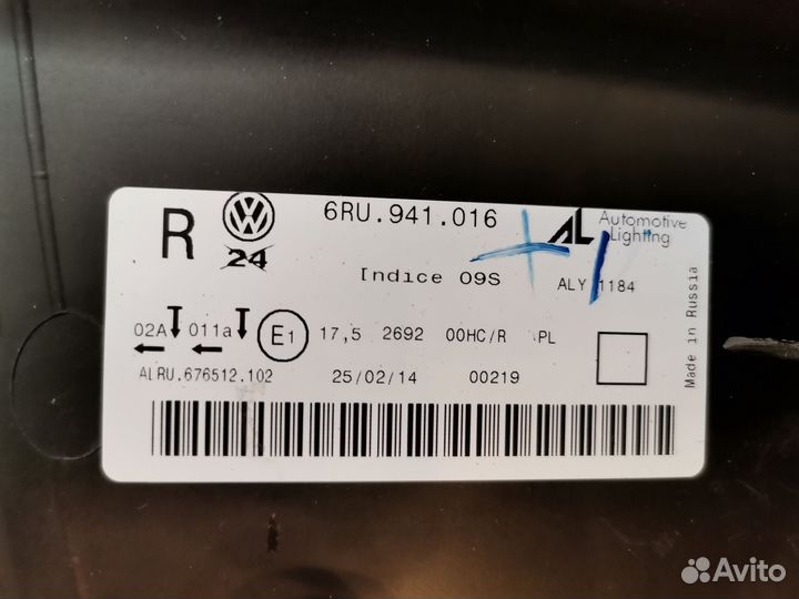 Фара левая, правая VW Polo