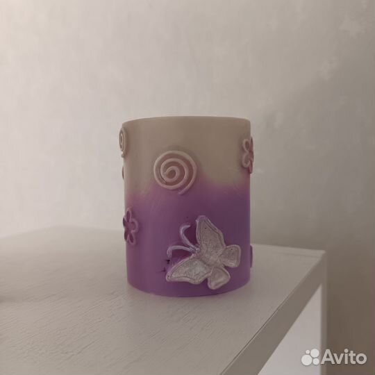 Подставка стакан под карандаши и кисти бабочка