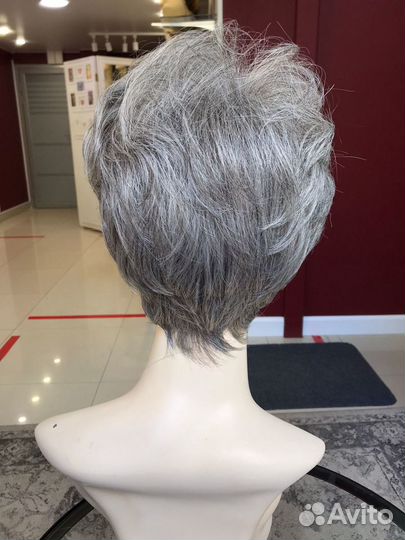 Седой парик из термоволокна