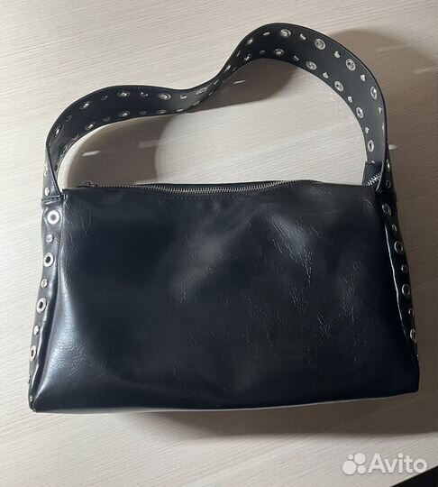Сумка с люверсами кожаная ecru
