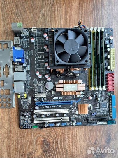 Комплект Материнка Asus am3 проц 4 ядра и 8гб озу