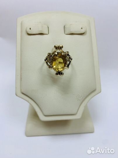 Кольцо. 875 проба со *. СССР. Корунд, раухтопаз