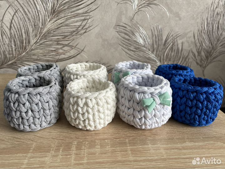 Корзинки из трикотажной пряжи и шнура