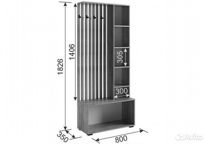 Прихожая Бери дуб крафт золотой - графит