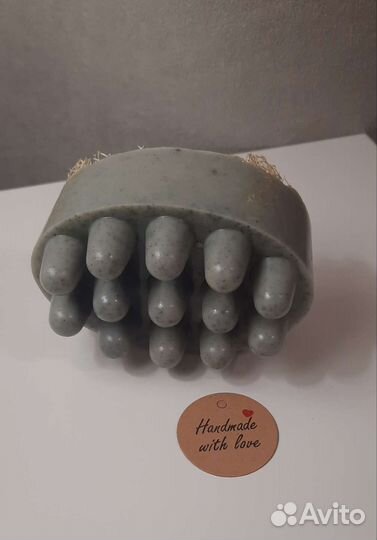 Массажное мыло с люфой и голубой глиной