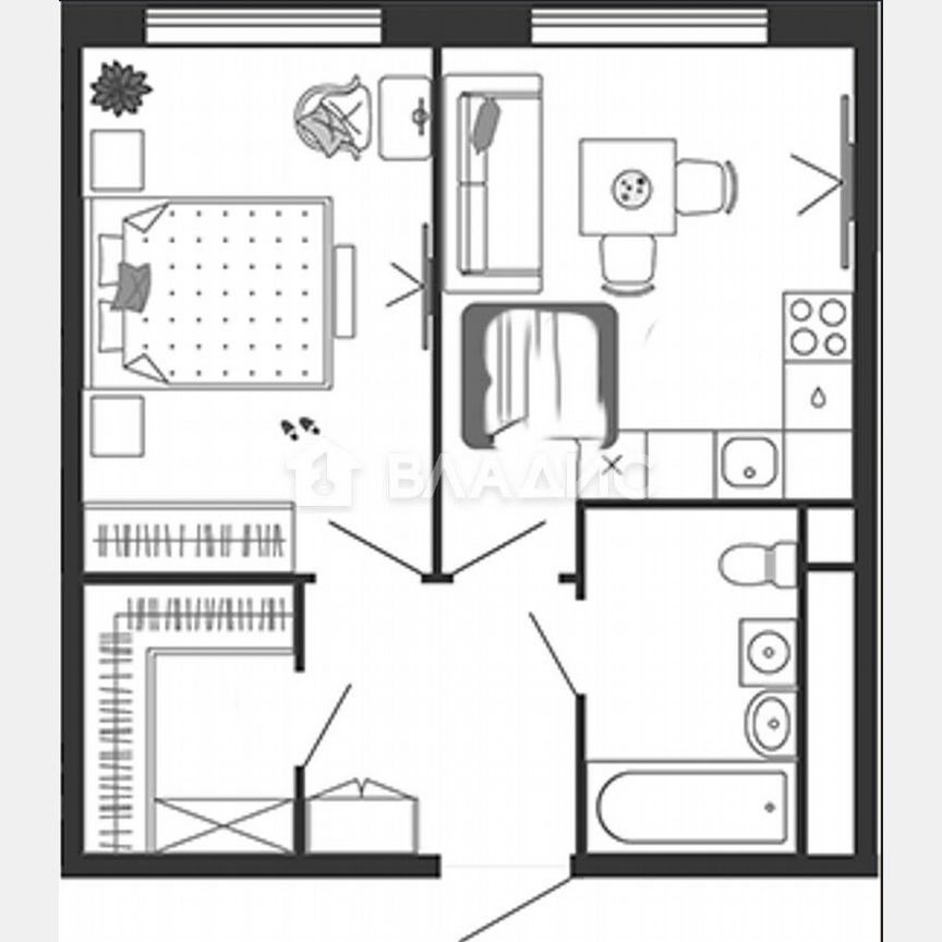 1-к. квартира, 42,8 м², 2/25 эт.