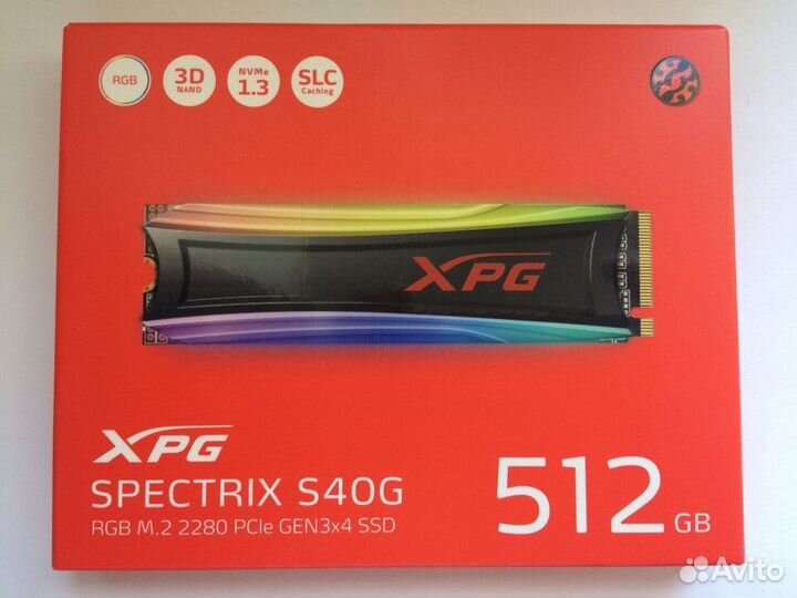 Adata XPG spectrix S40G RGB M.2 2280 512 гб