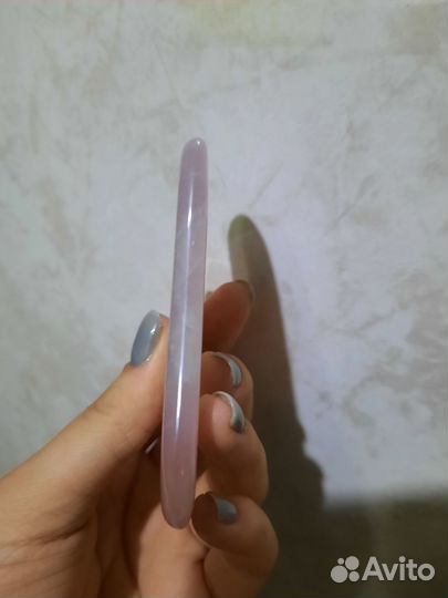 Скребок гуаша в форме сердца Розовый кварц