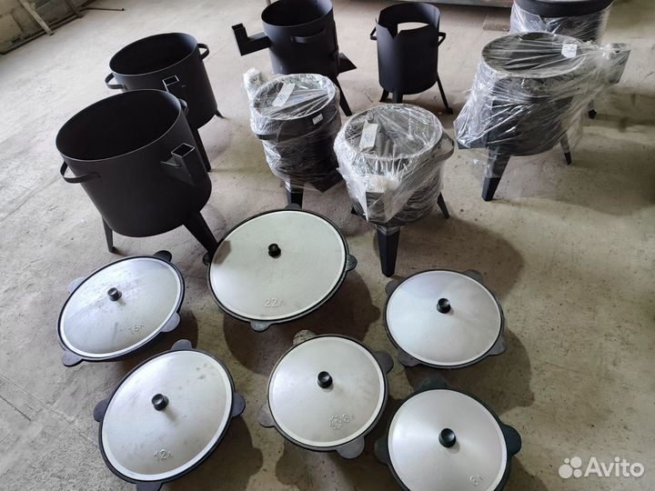 Казан узбекский чугунный 8 л +Печка с дымоходом