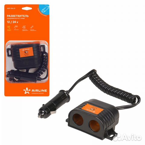 Прикуриватель-разветвитель 2 гнезда 15а с витым шн