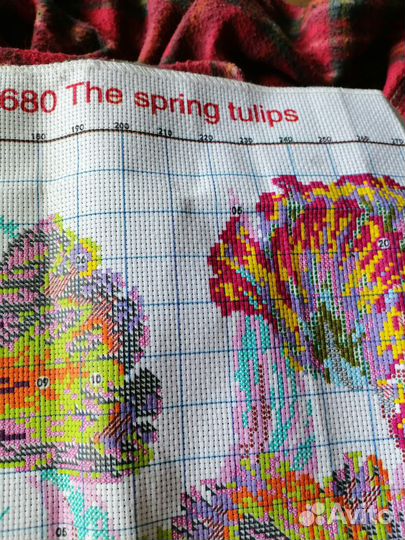 Начатый набор для вышивания Весенние тюльпаны