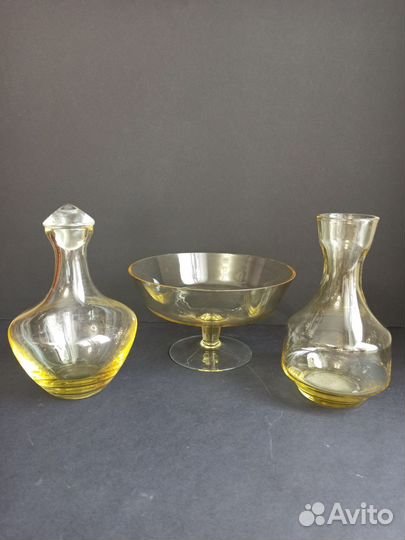 Цветное стекло СССР. Ваза, конфетница