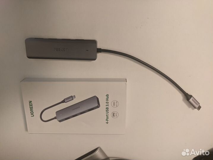 Ugreen USB-хаб на 4 x USB 3.0, подключение Type-C