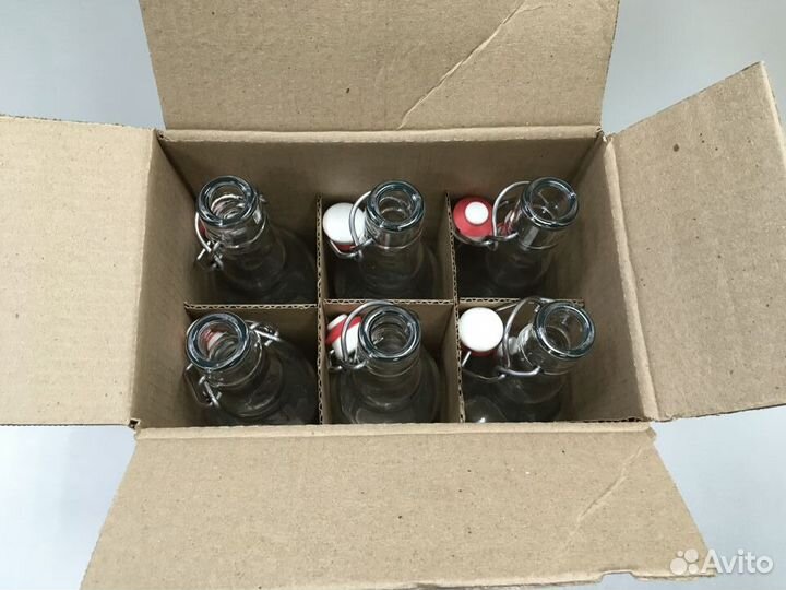 Бутылка с бугельной пробкой 0,5л бесцветная 6шт