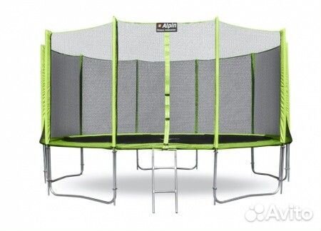 Батут alpin 4,04м с защитной сеткой и лестницей
