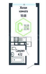 Квартира-студия, 22,8 м², 16/16 эт.