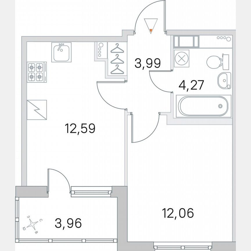 1-к. квартира, 34,9 м², 4/5 эт.