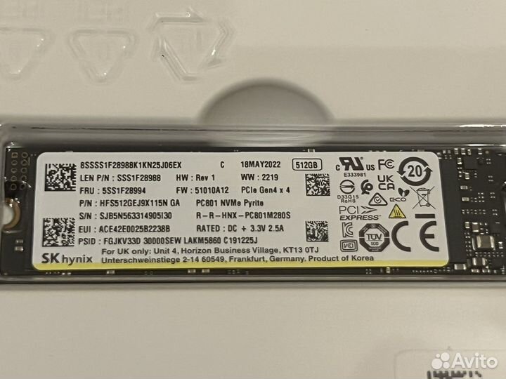 SSD SK Hynix 512 gb PCIe Gen4 x4 7000/4700mb