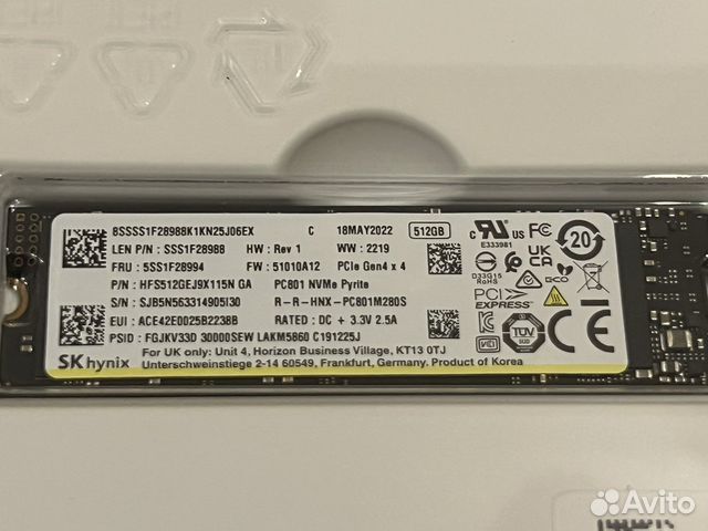 SSD SK Hynix 512 gb PCIe Gen4 x4 7000/4700mb