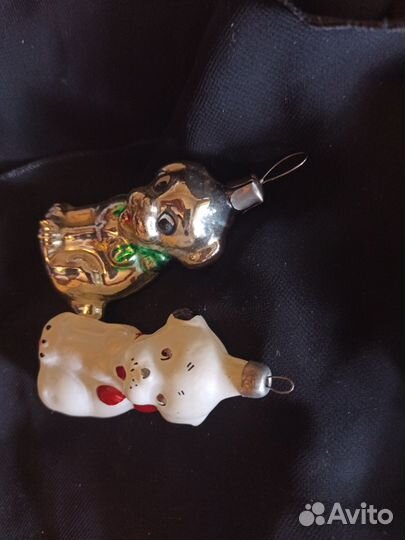 Пара ёлочных игрушек Щенок. СССР