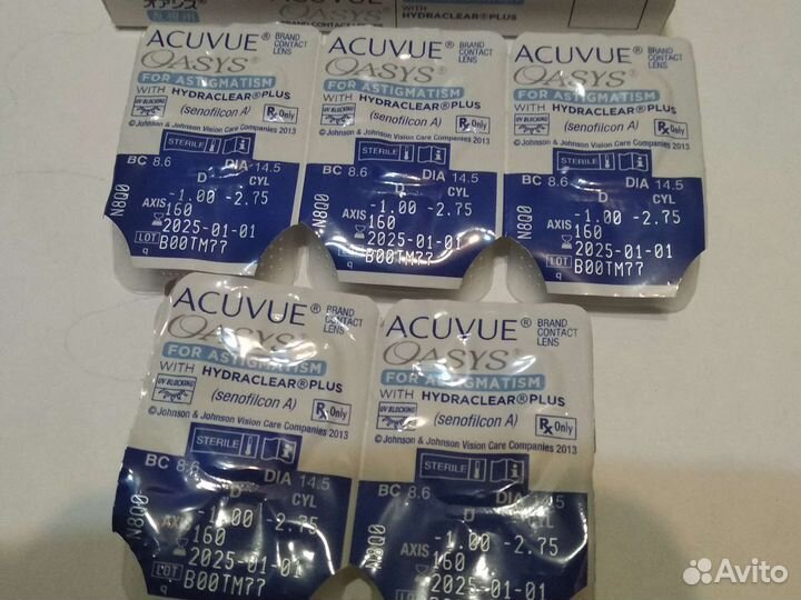 Астигматические линзы acuvue(D-1.00,C-2.75)