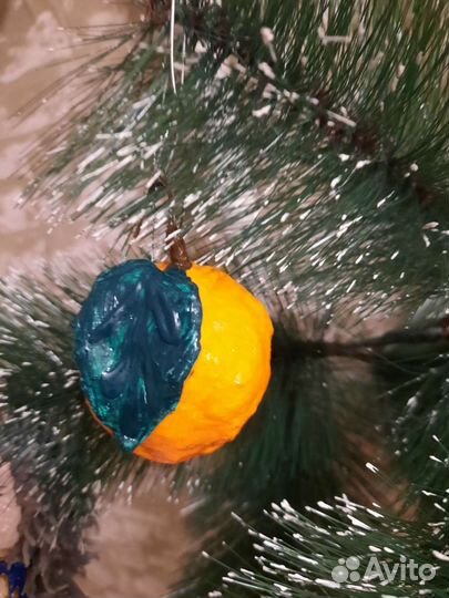 Ватная елочная игрушка Мандарин