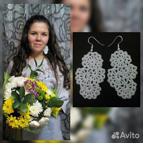 Вязаные серьги ручной работы