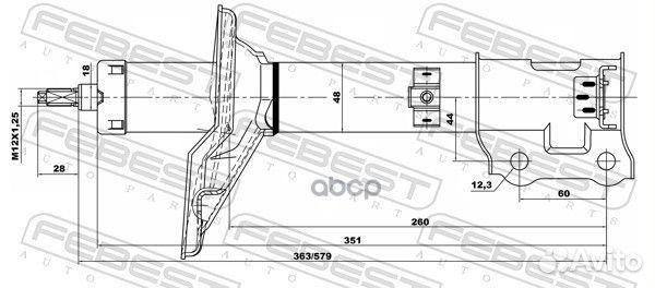Амортизатор передн правый hyundai accent/verna