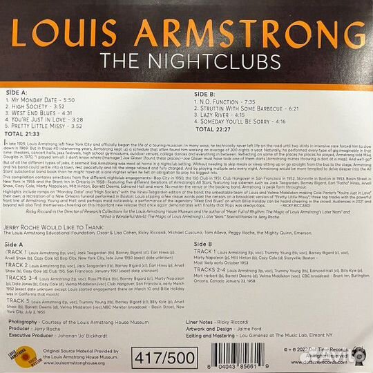 Виниловая пластинка Louis Armstrong - The Nightclubs (Black Vinyl LP)