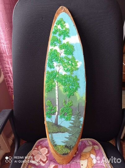 Панно на срезе дерева