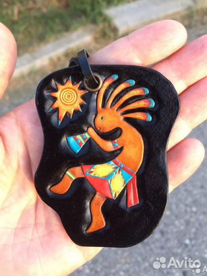 Кожаный брелок Кокопелли