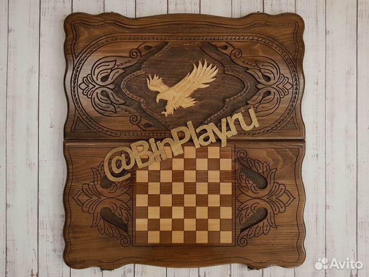 Нарды резные Белый орёл классика