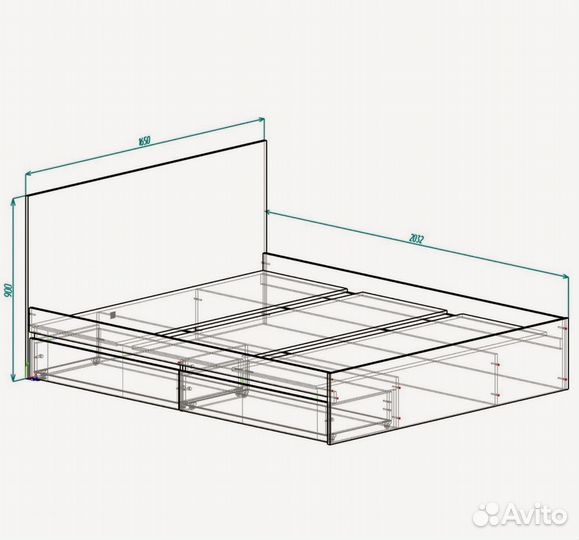 Кровать двухспальная 160 200 с ящиками