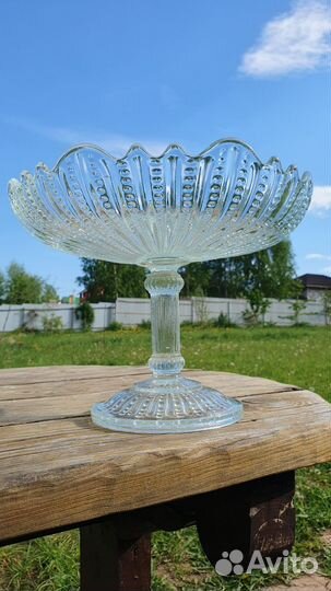 Ваза для фруктов антикварное стекло