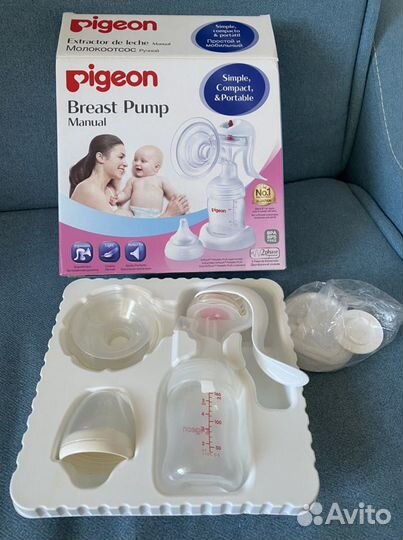 Молокоотсос ручной pigeon с бутылочкой новый