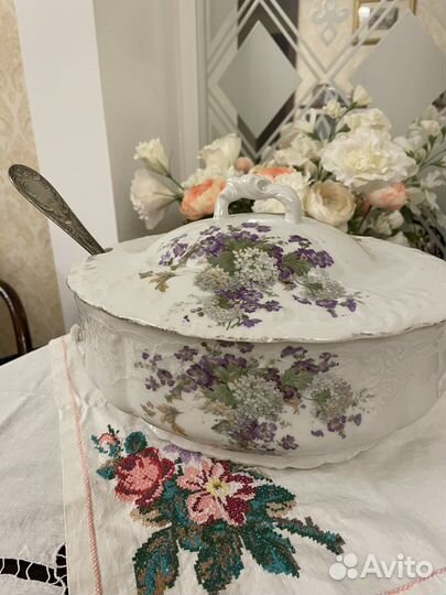 Антикварная супница без ручек. 1920-30 гг