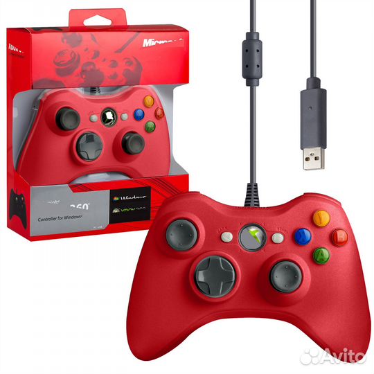 Джойстик проводной для xbox360, гарантия 3 мес